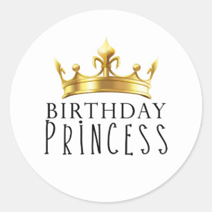 Koninklijke Gouden Kroon Verjaardag Prinses Feestj Ronde Sticker
