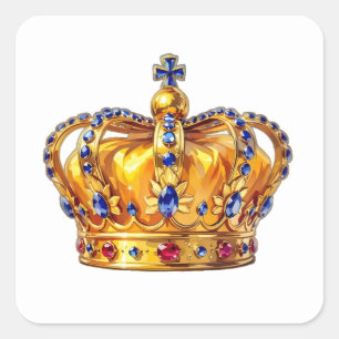 Koninklijke gouden kroon vierkante sticker