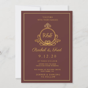 koninklijke gouden monogram bruiloft Holiday Kaar Feestdagenkaart