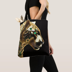 Koninklijke Gratie: De Gouden Jaguar Versierd met Draagtas