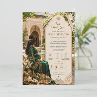 Koninklijke Groene Kaftan Baby Shower Kaart