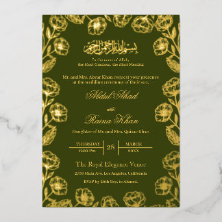 Koninklijke Henna Bloemrijke Gouden Folie Moslim B Uitnodiging