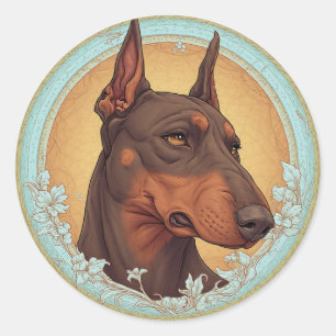 Koninklijke hond in artistieke sierlijke cirkel ronde sticker