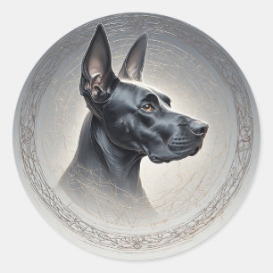 Koninklijke hond in artistieke sierlijke cirkel ronde sticker