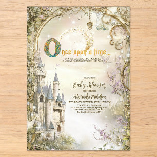 Koninklijke Kasteel Princess Baby Shower Acryl Uitnodigingen
