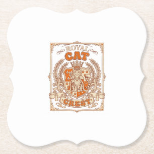 Koninklijke Kat Crest Kat Heraldiek Wapen Vintage Kartonnen Onderzetters