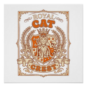 Koninklijke Kat Crest Kat Heraldiek Wapen Vintage Perfect Poster