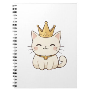 Koninklijke Kat met Gouden Kroon Kawaii-ontwerp Notitieboek