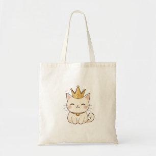Koninklijke Kat met Gouden Kroon Kawaii-ontwerp Tote Bag