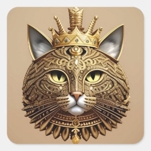 Koninklijke Kat Profiel Vierkante Sticker