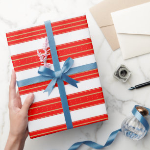 Koninklijke Kerst Strepen Cadeaupapier