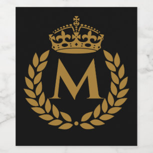 koninklijke koning Golden Crown Name Initiaal Bla Wijn Etiket