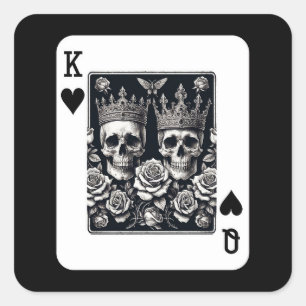Koninklijke Koning & Koningin van Harten Schedels Vierkante Sticker