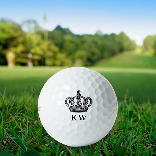 Koninklijke kroon zwart wit monogram initialen golfballen