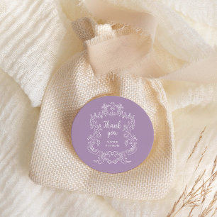 Koninklijke Lavendel   Trouw Vintage Barokke Frame Ronde Sticker