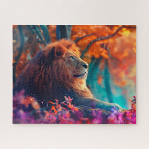 Koninklijke Leeuw in betoverd bosontwerp Legpuzzel