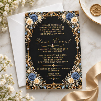 Koninklijke luxe zwart gouden bloemrijke elegante kaart