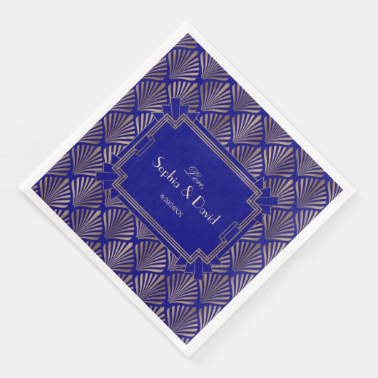 Koninklijke Marine Blauw Goud Great Gatsby Art Dec Servet (Hoek)