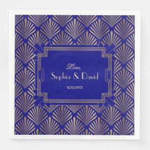 Koninklijke Marine Blauw Goud Great Gatsby Art Dec Servet