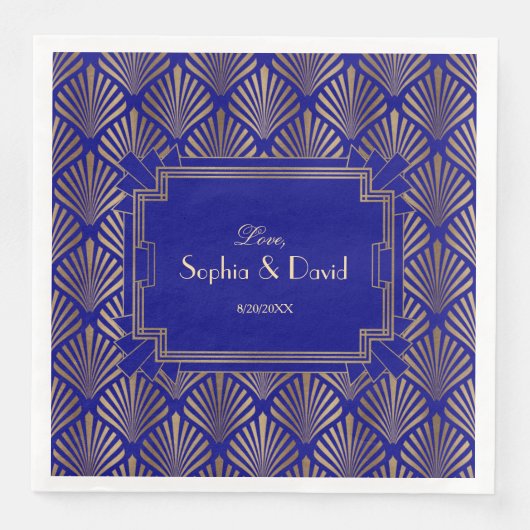 Koninklijke Marine Blauw Goud Great Gatsby Art Dec Servet (Voorkant)