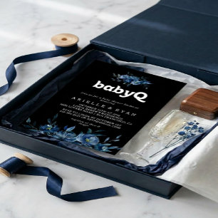 Koninklijke Marine Blauwe Bloemige BabyQ Baby Show Kaart