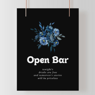 Koninklijke Marine Blauwe Bloemige Trouw Open Bar  Poster