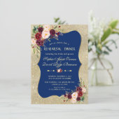 Koninklijke Marine Blush Bloem Goud Oefenavondeten Kaart (Staand voorkant)