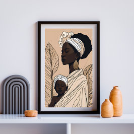 Koninklijke Moeder & Kind Afrocentrische Kunst Poster