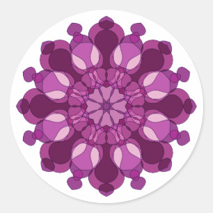 Koninklijke Paarse Bloem Mandala Ronde Sticker