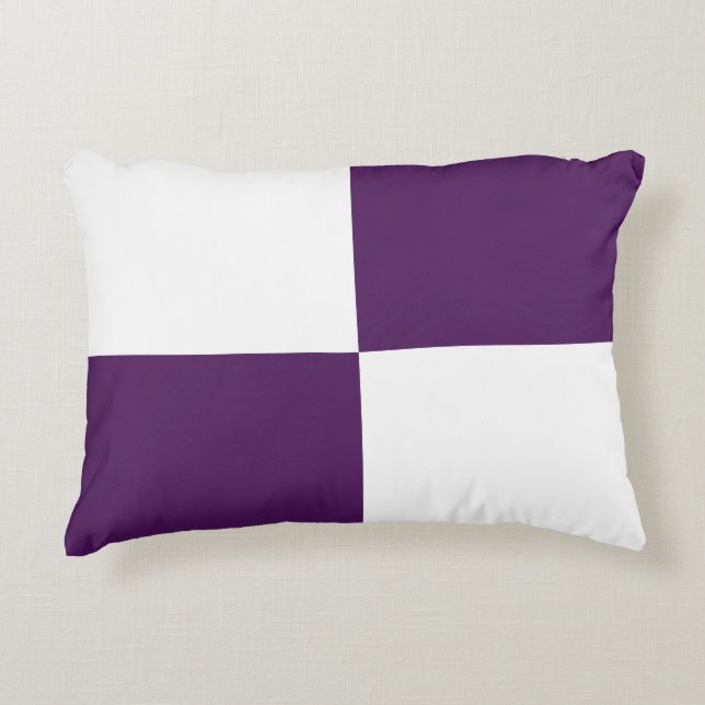 Koninklijke Paarse en witte rechthoeken Accent Kussen (Voorkant)