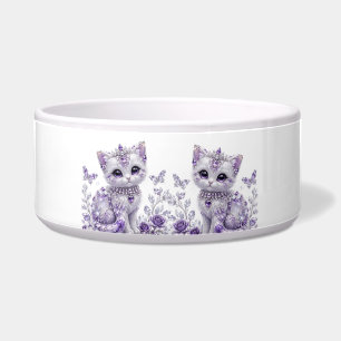 Koninklijke Paarse Gejewelde Kitten Fantasie Voerbakje