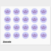 Koninklijke Paarse Kroon Ronde Sticker (Vel)