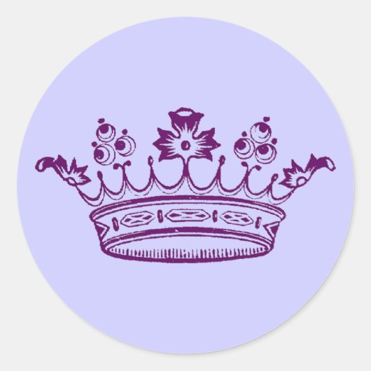 Koninklijke Paarse Kroon Ronde Sticker (Voorkant)