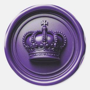 Koninklijke Paarse Kroon Waszegel Verjaardag Trouw Ronde Sticker