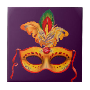 Koninklijke paarse maskermaskers mardi gras tegeltje