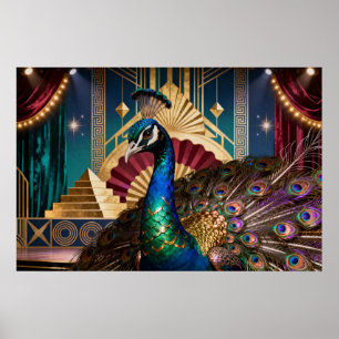 Koninklijke Pauw in Gouden Grootheid: Een Majestue Poster