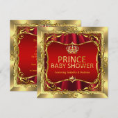 Koninklijke Prins Baby Shower Jongen Rood Goud Uit Kaart (Voorkant / Achterkant)