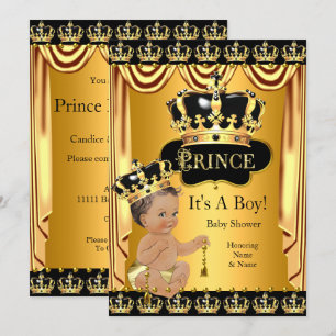 Koninklijke Prins Baby Shower Zwart Goud Bruin Kaart