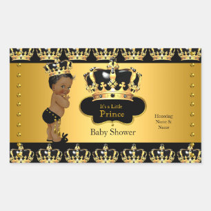 Koninklijke Prins Baby Shower Zwart Goud Etnisch S Rechthoekige Sticker