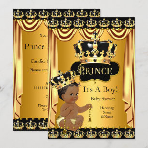 Koninklijke Prins Baby Shower Zwart Goud Etnische Kaart