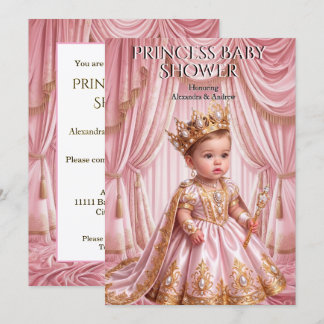 Koninklijke Prinses Baby Shower Roze Gouden Tiara Kaart