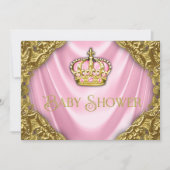 Koninklijke Prinses Baby Shower Roze Satijn en Gou Kaart (Voorkant)