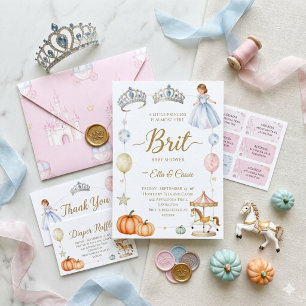 Koninklijke Prinses Baby Shower Uitnodiging, Roze Kaart