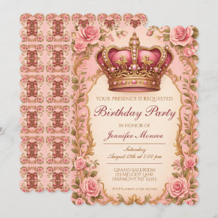 Koninklijke Prinses Verjaardagsfeest Kroon Sieraad Kaart