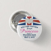 Koninklijke prinses William & Kate Baby Keepomwill Ronde Button 3,2 Cm (Voorkant /achterkant)