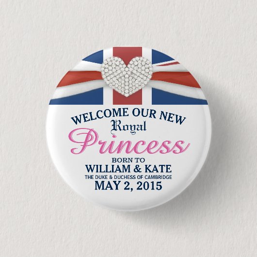 Koninklijke prinses William & Kate Baby Keepomwill Ronde Button 3,2 Cm (Voorkant)