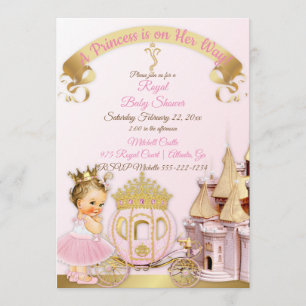 Koninklijke Prinsessen Kasteel Koets Roze Goud Mei Kaart