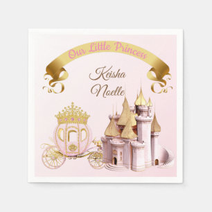 Koninklijke Prinsessen Kasteel Koets Roze Goud Mei Servet