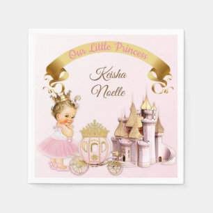 Koninklijke Prinsessen Kasteel Koets Roze Goud Mei Servetten