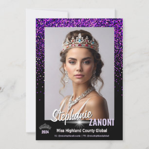 Koninklijke Purperen Pageant-handtekeningkaart Q Kaart